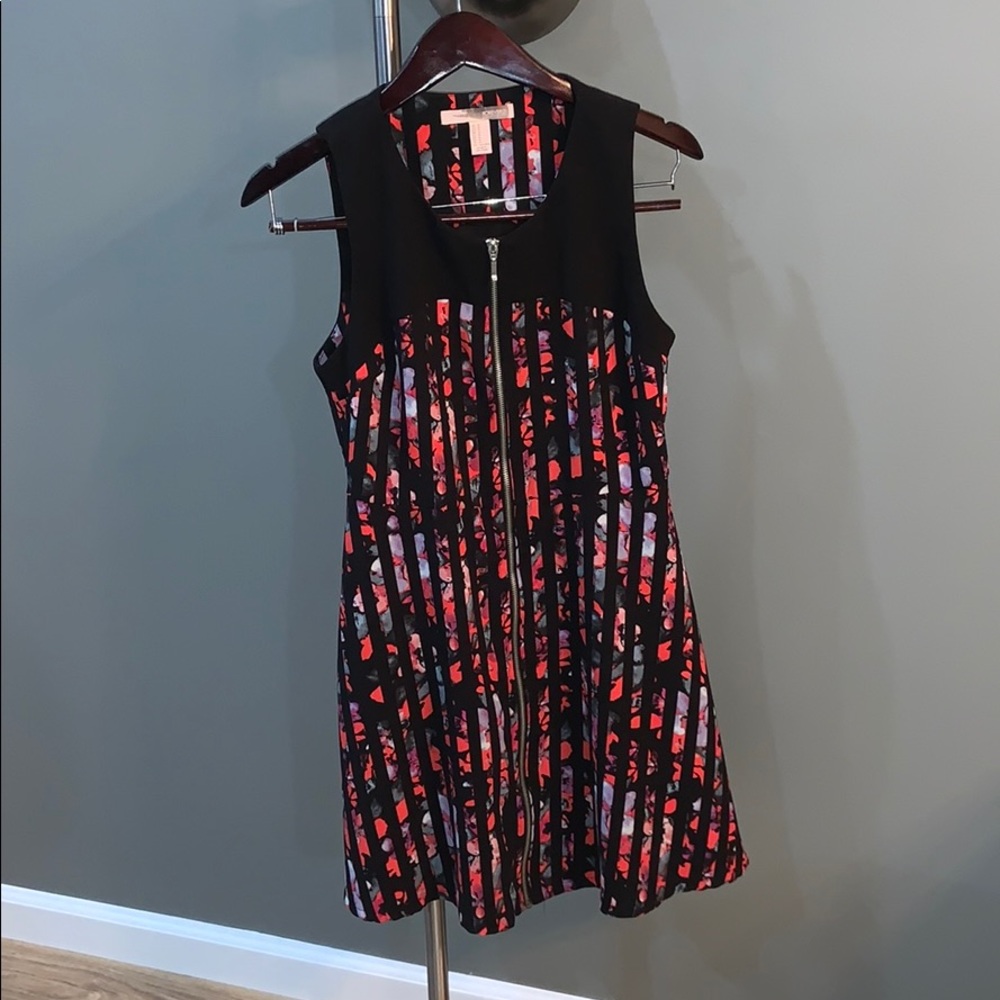 Forever 21 multicolored/black full zip fit/flare